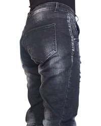 Jeans boyfriend noir délavé déconstruit