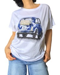 T-shirt blanc Fiat 500 – éclat chic et confort estival
