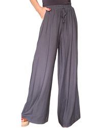 Pantalon palazzo brun chocolat taille élastique 30 pouces de jambe