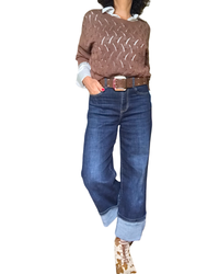 Jeans droit bleu foncé 7/8