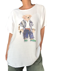 T-shirt ourson col rond crème