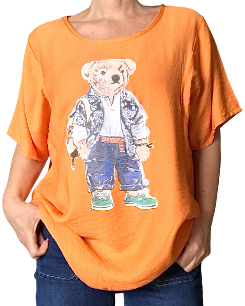 T-shirt ourson col rond orange