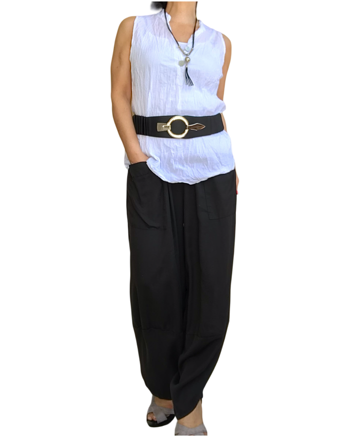 Pantalon baggy noir fluide et stylé – Taille élastique