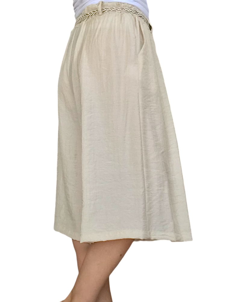 Jupe culotte vanille ceinturée – Élégance et confort