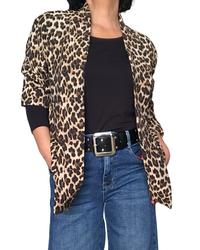 Veston léopard beige, noir et brun