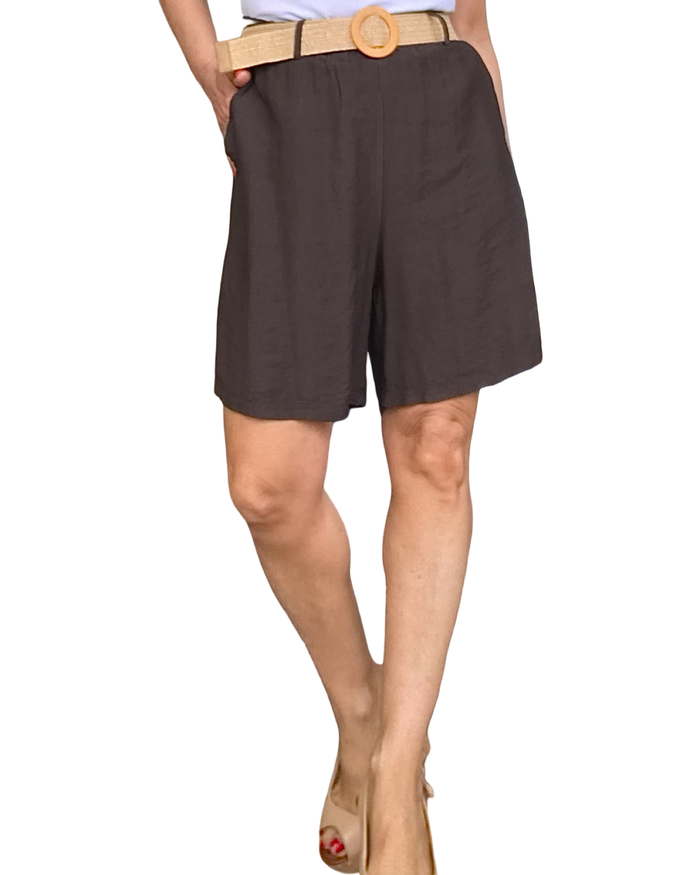 Short brun chocolat taille élastique
