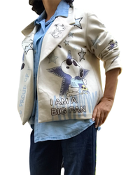 Veston léger snoopy, over size, beige en ultra suède