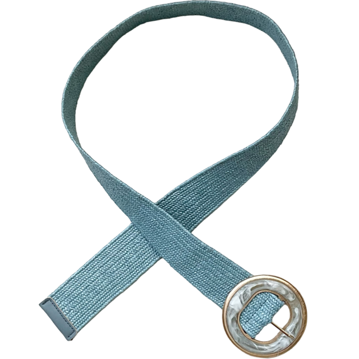 Ceinture en jute bleu ciel boucle de 3,5 pouces de diamètre en plastique marbré bleu ciel et blanc