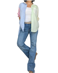 Chemise à rayures Color block, manche longue