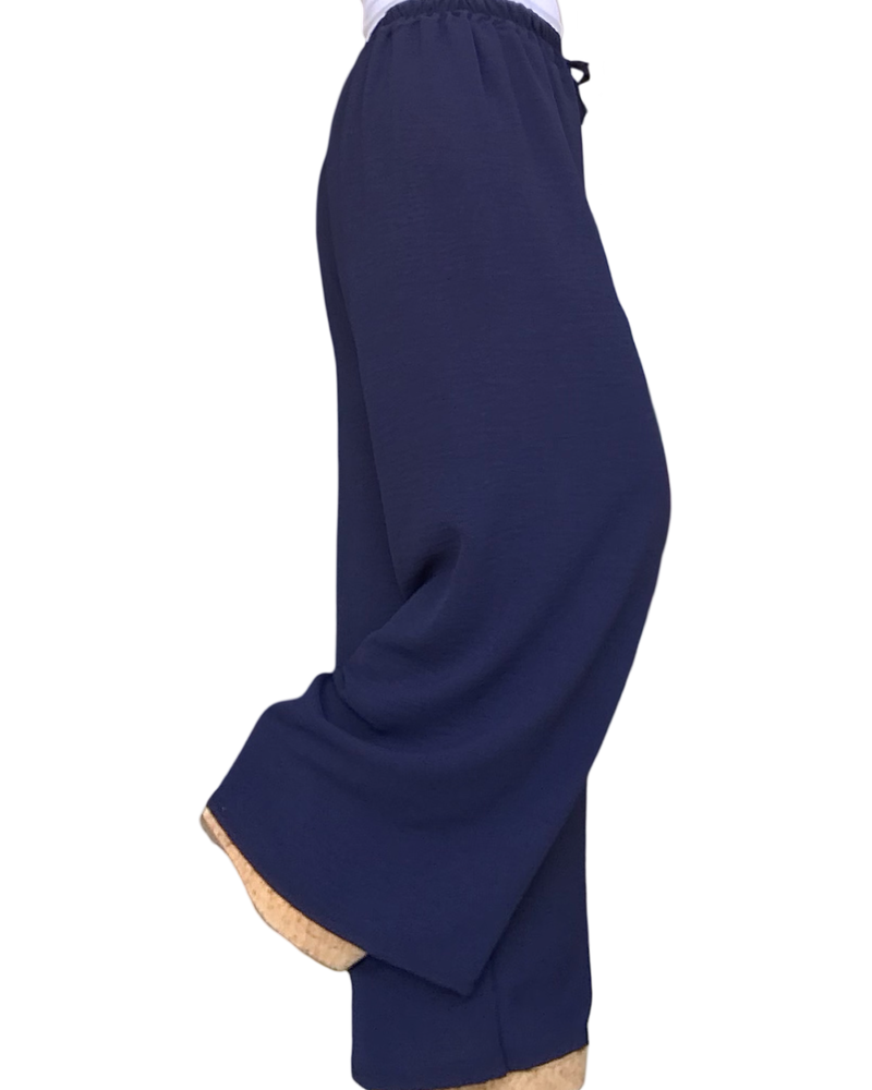 Pantalon palazzo 7/8 bleu marin fluide & stylé