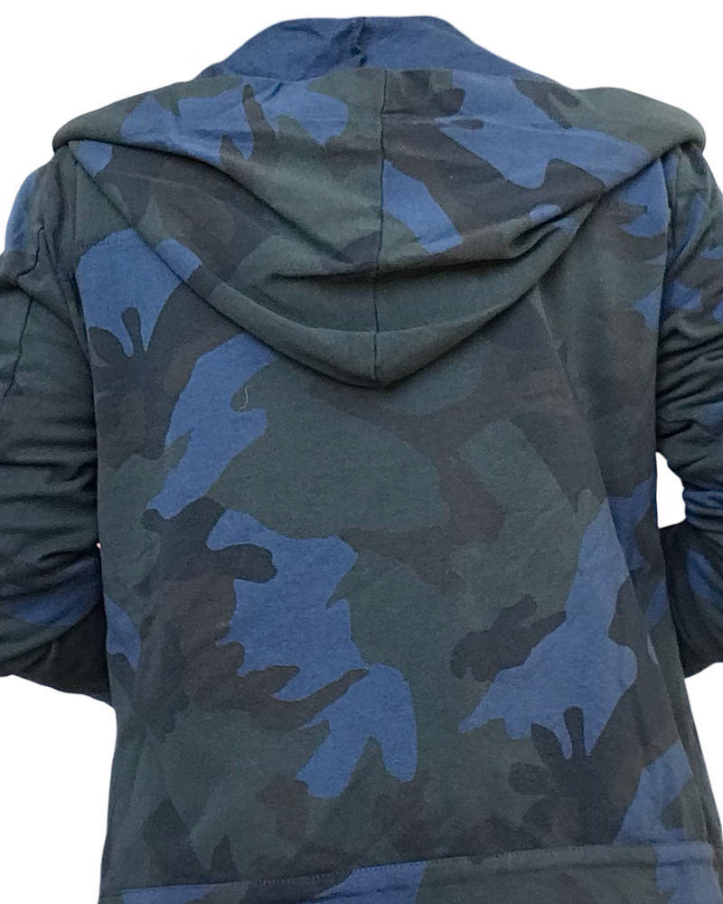 Jacket court coupe jeans jacket bleu camouflage de dos