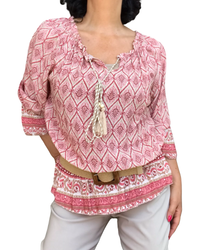 Blouse bohème tons rose bois – Légère et féminine