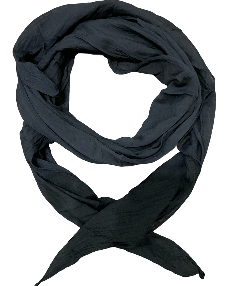 Foulard uni noir 20% soie et 80% coton