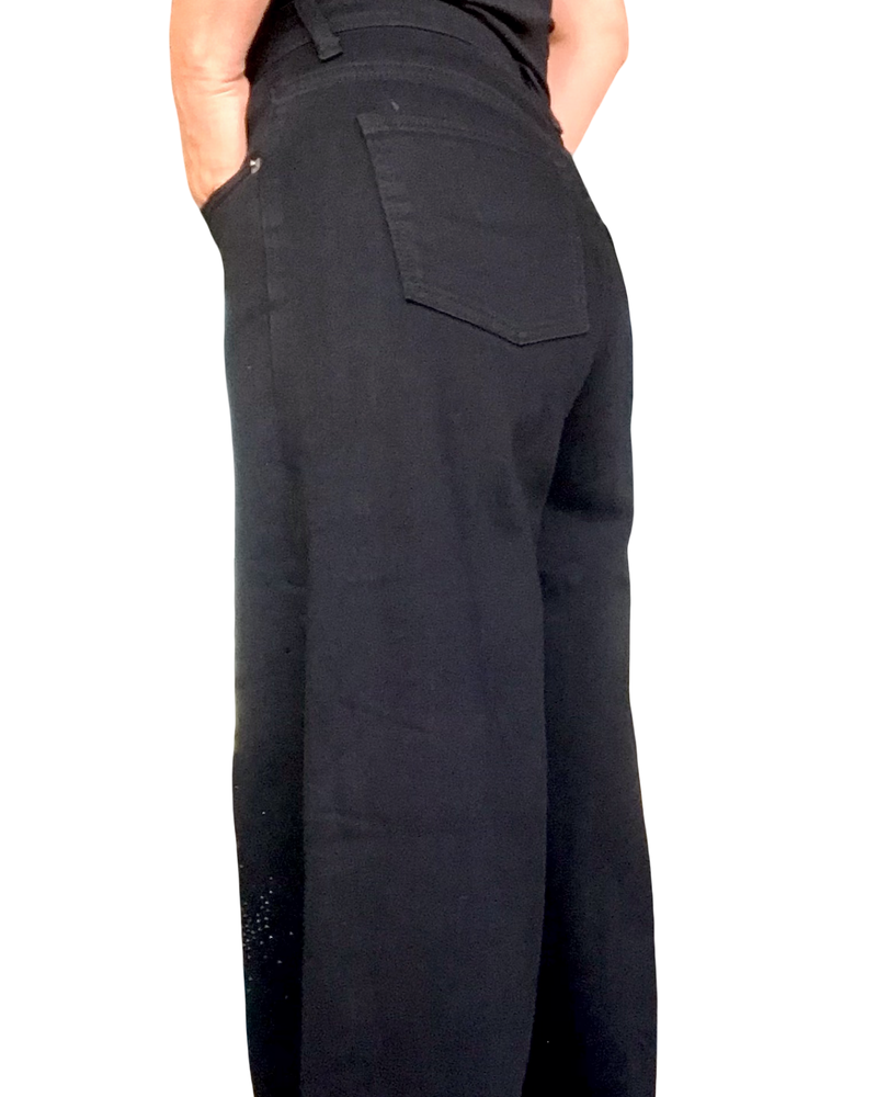 Pantalon noir avec pierres noires 32 pouces de jambe