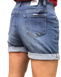 Short en jeans bleu moyen déconstruit