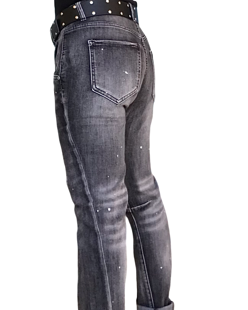 Jeans boyfriend noir délavé « no bad days »