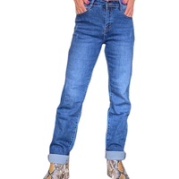 Jeans bleu moyen jambe droite 31 pouces de jambe avec égratignures