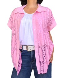 Chemise en dentelle rose bonbon
