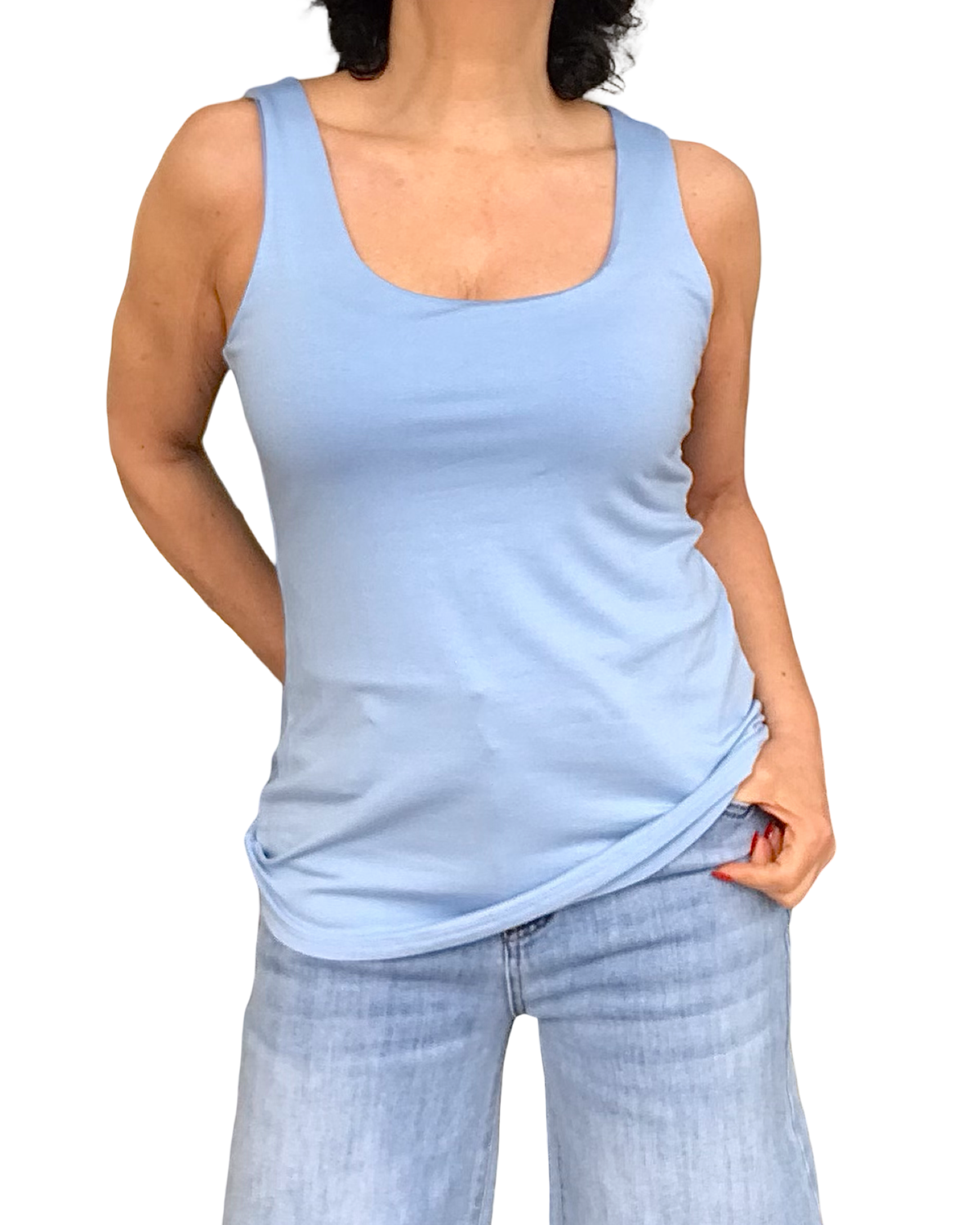 Camisole bleu ciel à bretelle large