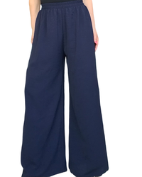 Pantalon palazzo 7/8 bleu marin taille élastique