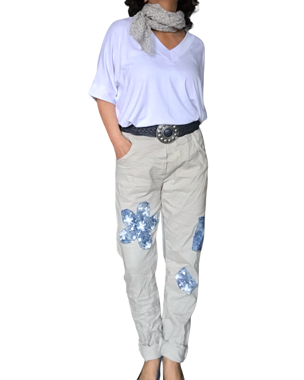 T-shirt uni blanc manche courte col en V