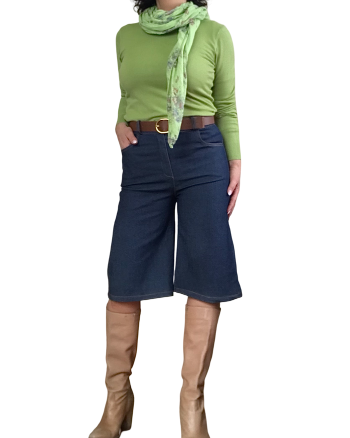 Chandail uni vert pomme col rond manche longue