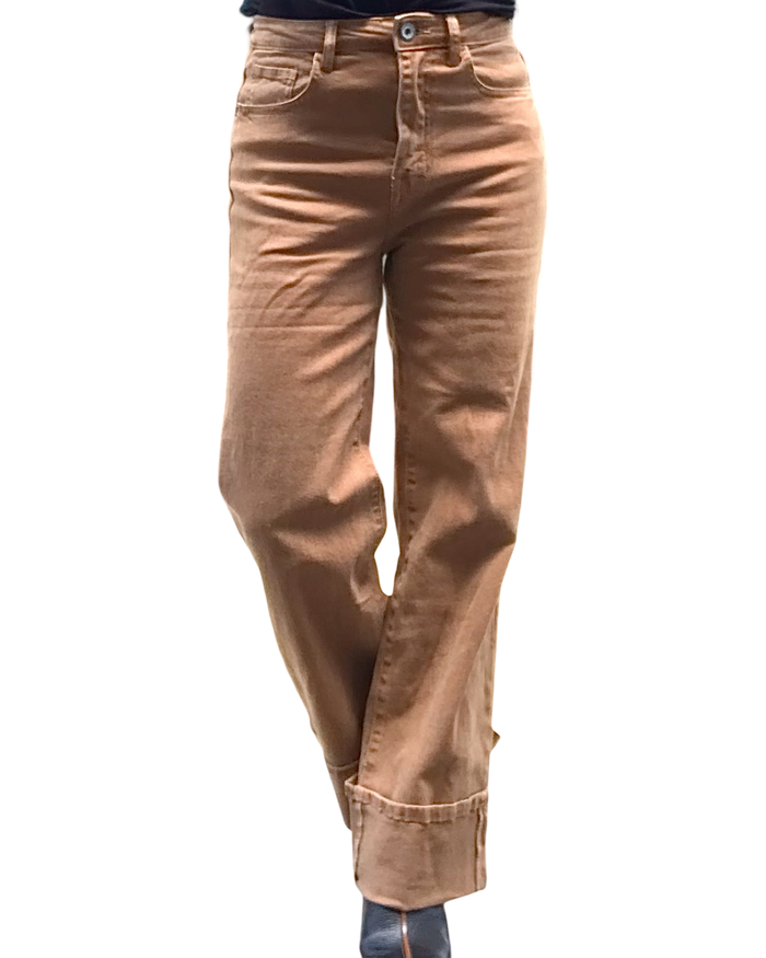 Pantalon caramel 28 pouces de jambe avec revers