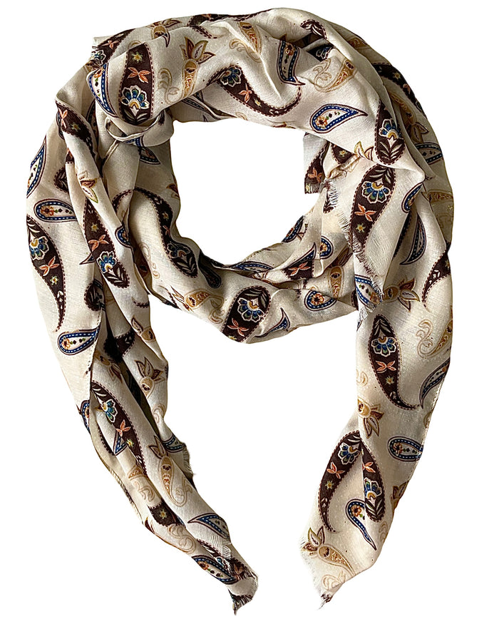 Foulard paisley beige 100% viscose