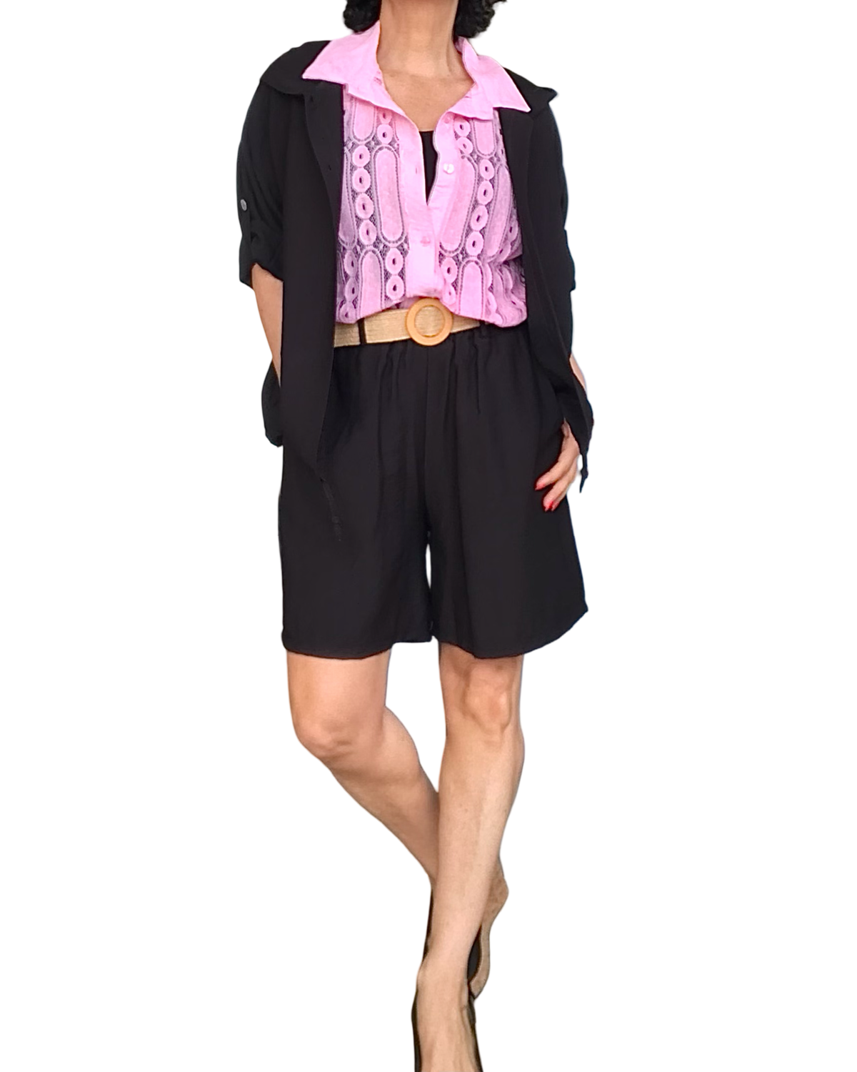 Short noir taille élastique