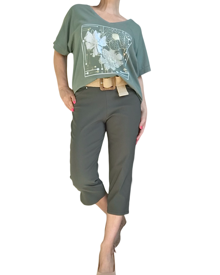 Capri kaki extensible – Chic & Confort ☀️