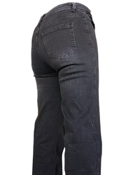 Jeans noir jambe droite avec sur picure le long de la jambe