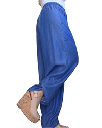 Pantalon baggy bleu jeans fluide – Taille unique chic