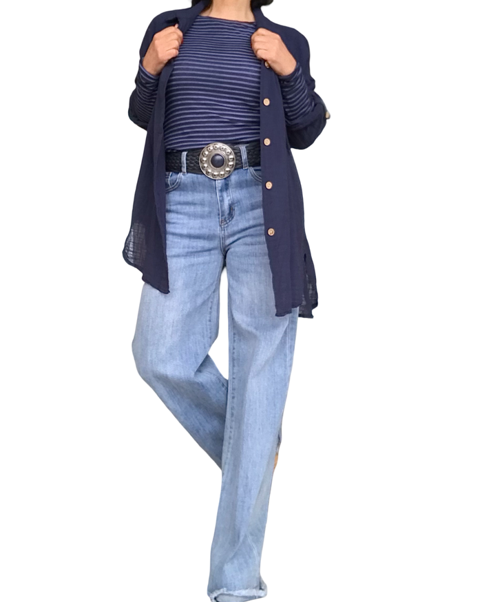 Jeans large bleu pâle frangé au bas 32 pouces de jambe