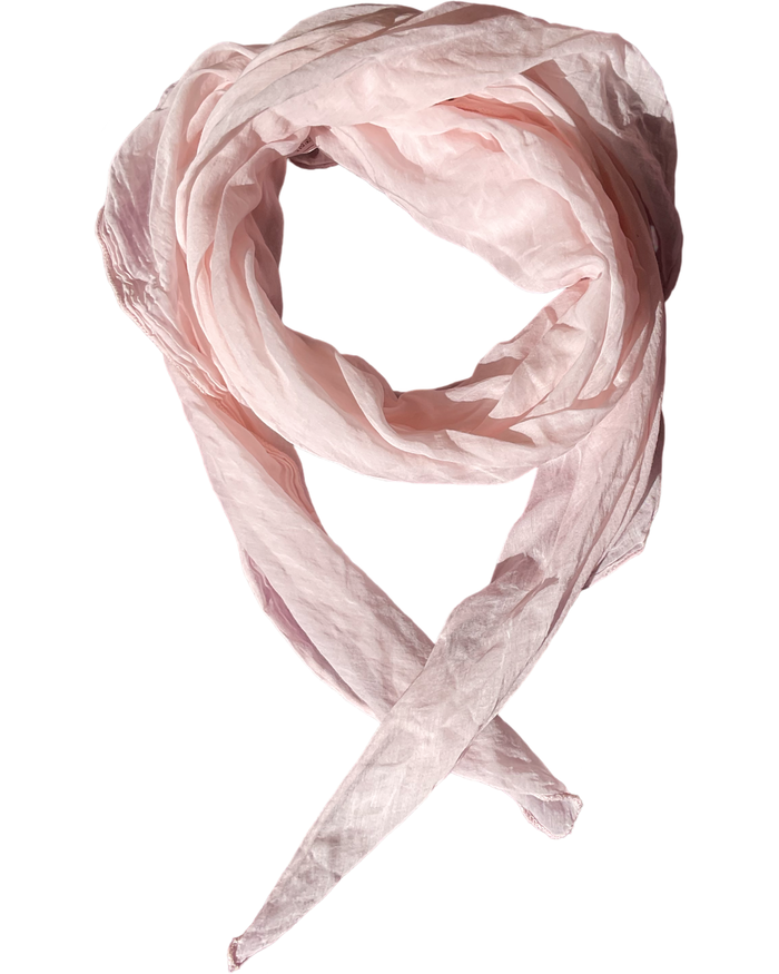 Foulard rose pastel 20% soie et 80% coton