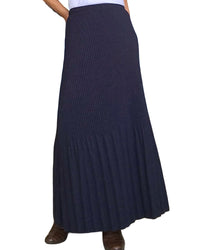 Jupe longue en tricot marine chiné