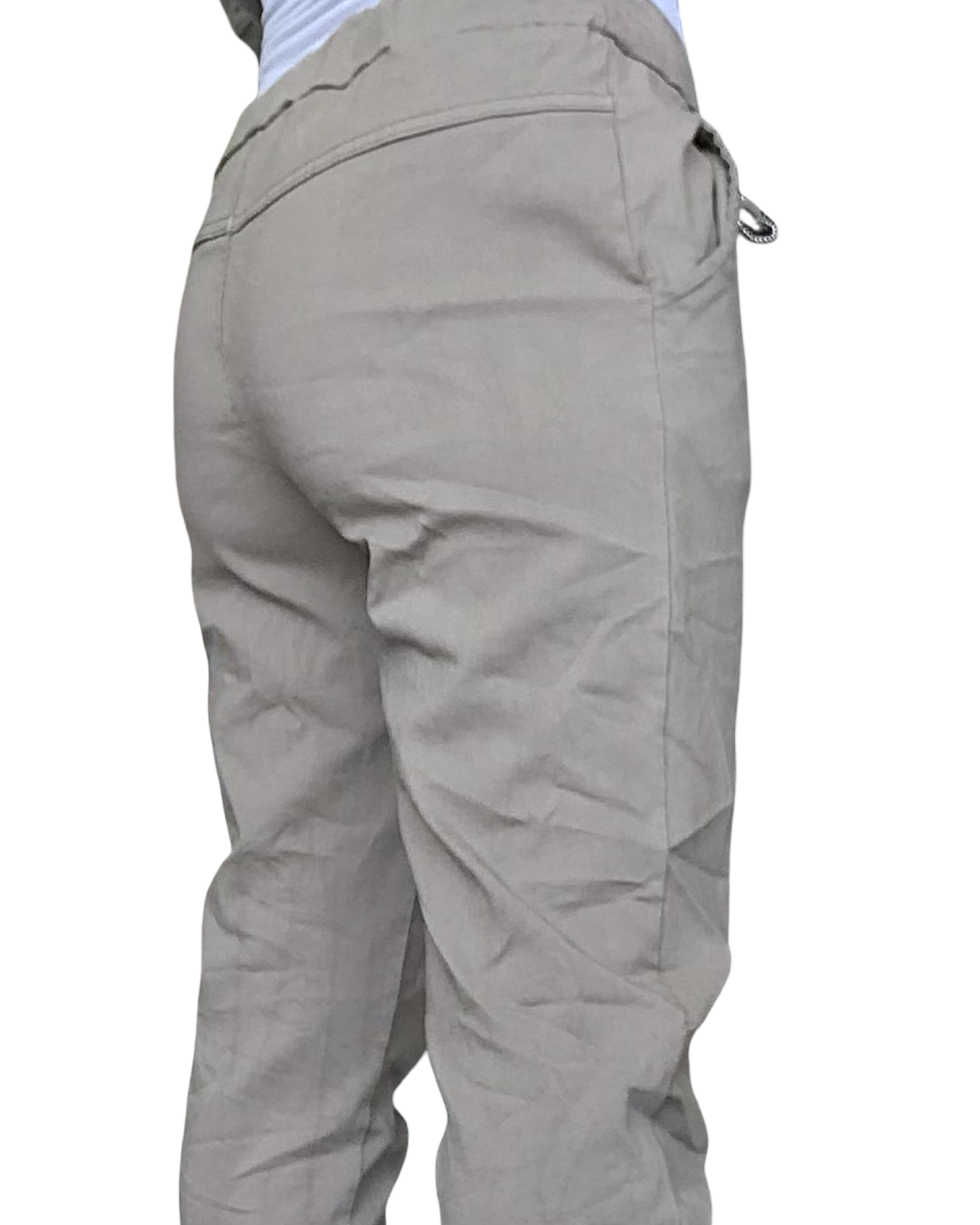 Pantalon moka à taille élastique avec 4 boutons sur la boutonnière et cordon