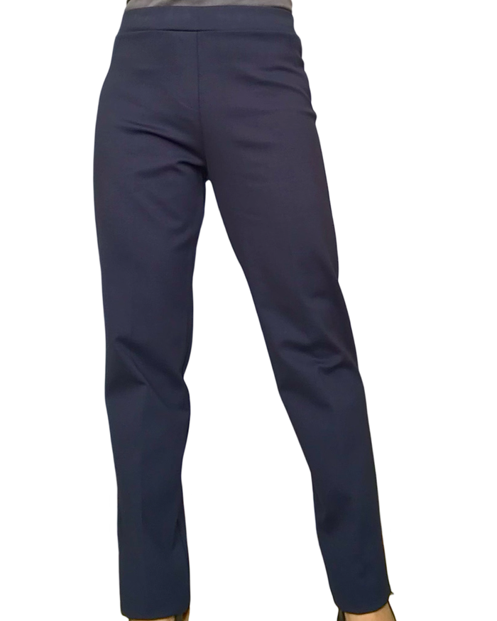 Pantalon bleu marin jambe droite taille élastique