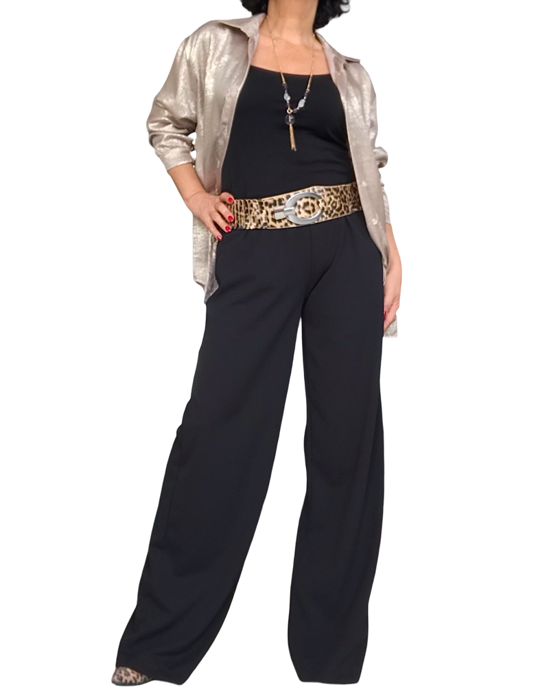 Chemise dorée en satin à manche longue