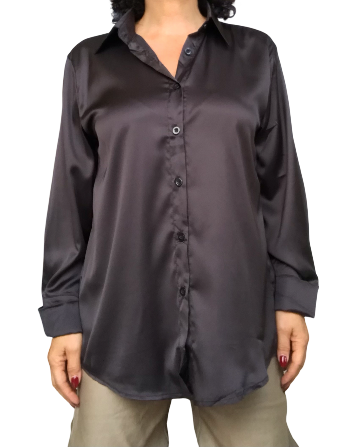 Chemise en satin noire