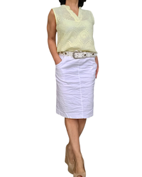 Jupe blanche froissée taille élastique avec cordon