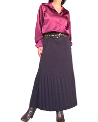 Jupe longue en tricot brun chiné