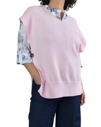 Débardeur en tricot col en V rose pâle