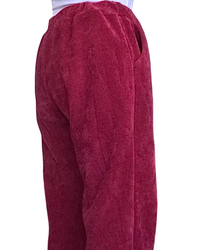 Pantalon bourgogne en corderoy à taille élastique avec cordon