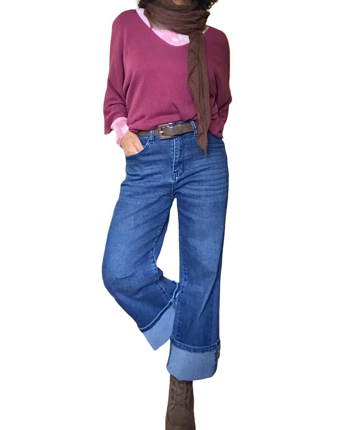 Jeans droit bleu foncé 7/8