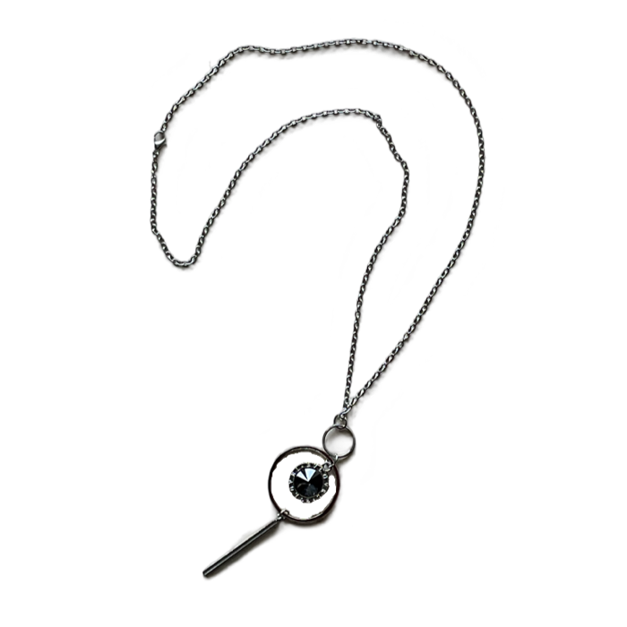 Bijoux | Collier chaîne argentée avec pendentif de cercle et tige argenté