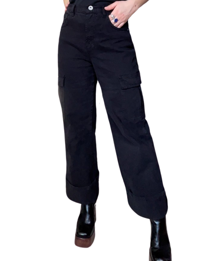 Pantalon femme à taille élastique mauve poche cargo – Virage Mode