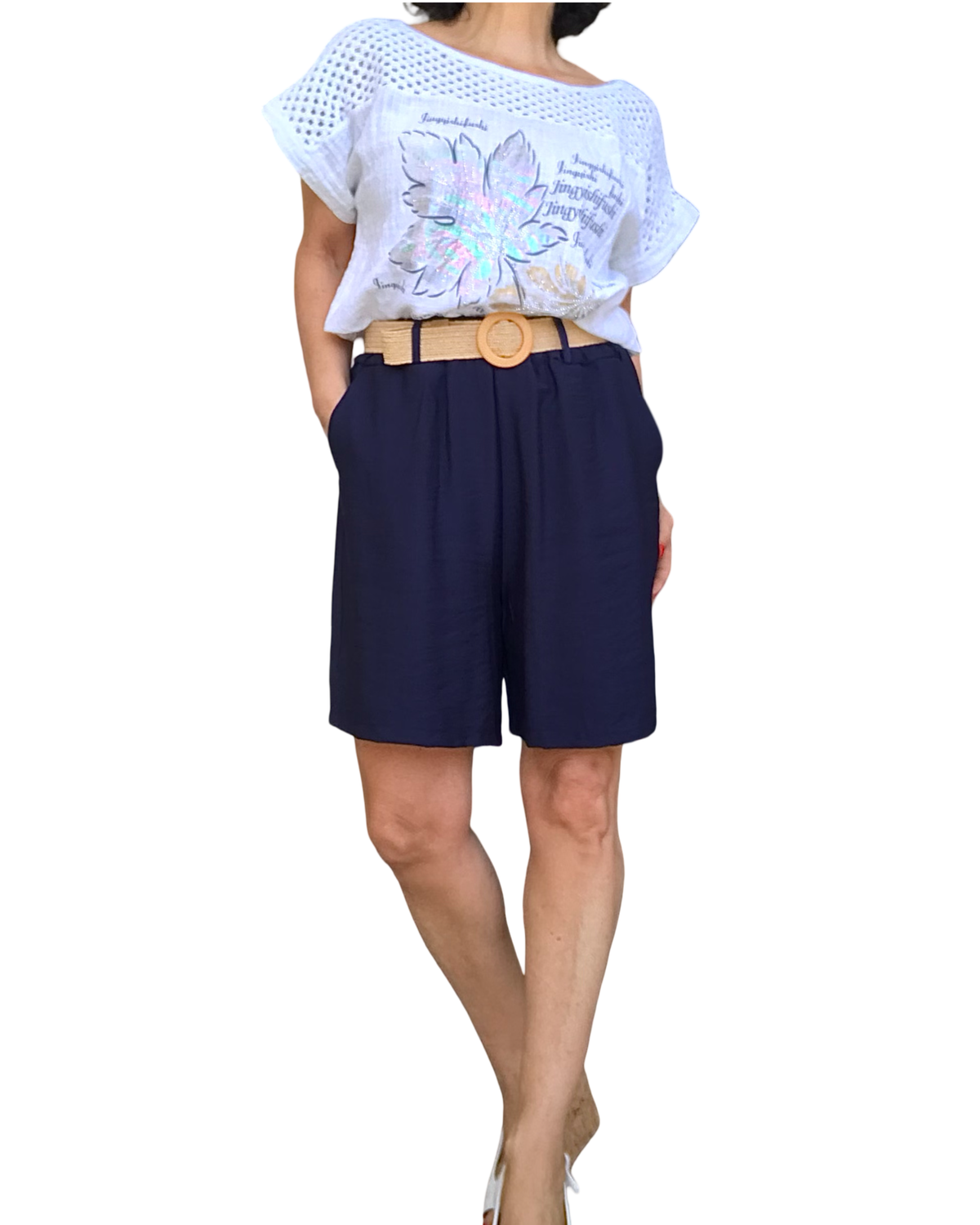 Short bleu marin taille élastique