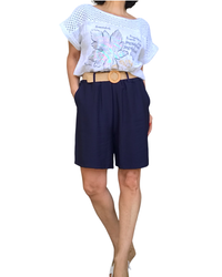Short bleu marin taille élastique