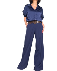 Pantalon marine classique, taille élastique 32 pouces de jambes