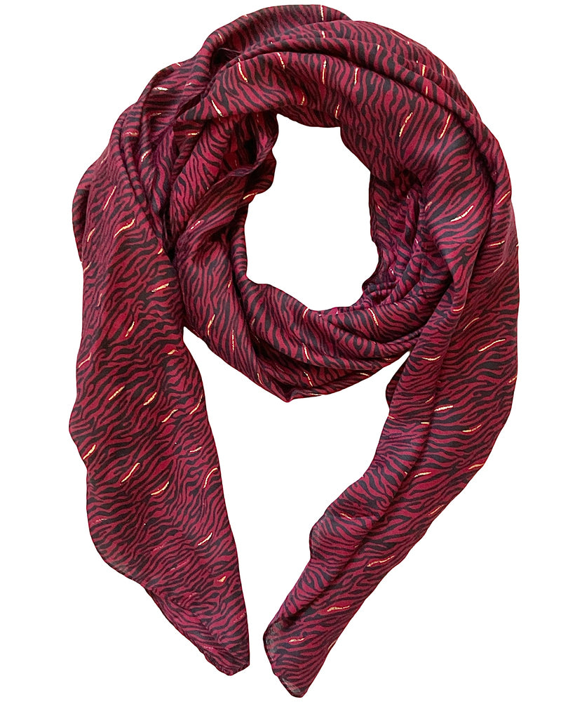 Foulard zébré noir et rouge 100% viscose